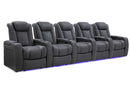 Valencia Tuscany Leather Home Theater Seating Row of 5, Charcoal Grey