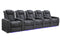 Valencia Tuscany Leather Home Theater Seating Row of 5, Charcoal Grey