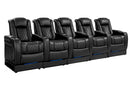 Valencia Tuscany Leather Home Theater Seating with Risers Row of 5, Midnight Black