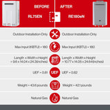 Rinnai 8.5 GPM Non Condensing 180K BTU Outdoor Tankless Water Heater [351-RE180EN] (SAK35621)