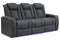 Valencia Tuscany Leather Home Theater Seating Set of 3, Charcoal Grey