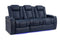 Valencia Tuscany Leather Home Theater Seating Set of 3, Navy Blue