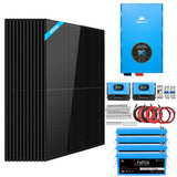 Complete off Grid Solar Kit 12000W 48V 120V/240V output 10.24KWH Lithium Battery 5400 Watt Solar Panel SGK-12MAX