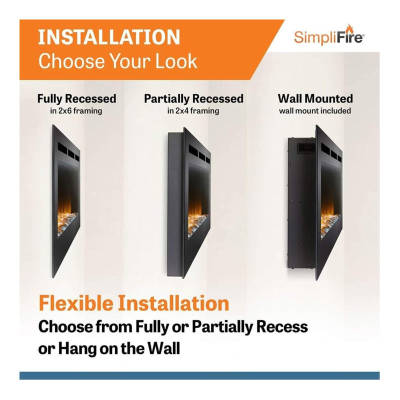 Simplifire Allusion Recessed Linear Electric Fireplace [SF-ALL48/50/60-BK] (SAK13256)