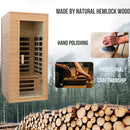 Premium 1-Person Indoor Low EMF FAR Infrared Heat Hemlock Wood Personal Home Spa Sauna, 1200W (SAK27463)