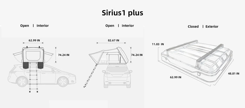 Naturnest  Sirius 1 Plus XXL Clamshell Rooftop Tent