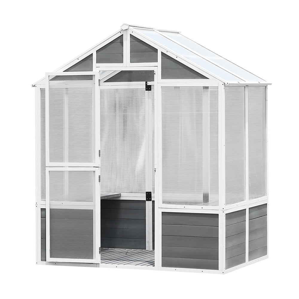 Outdoor Walk-In Polycarbonate Garden Greenhouse With Drain Holes, 4x6FT (SAK51873)