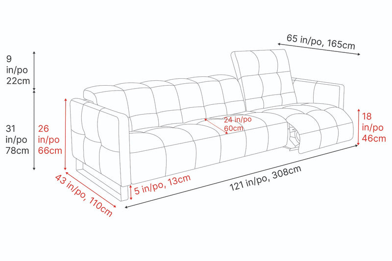 Valencia Sofia Leather Three Seats Power Recliner Sofa, Cream