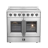 FORNO Package - 36" Electric French Door Range, Wall Mount Range Hood and Refrigerator, AP-FFSEL6917-36-3PK-1