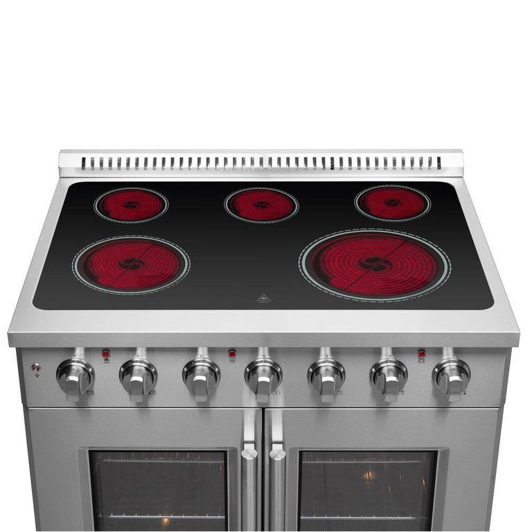 FORNO Package - 36" Electric French Door Range, Wall Mount Range Hood and Dishwasher, AP-FFSEL6917-36-3PK-2