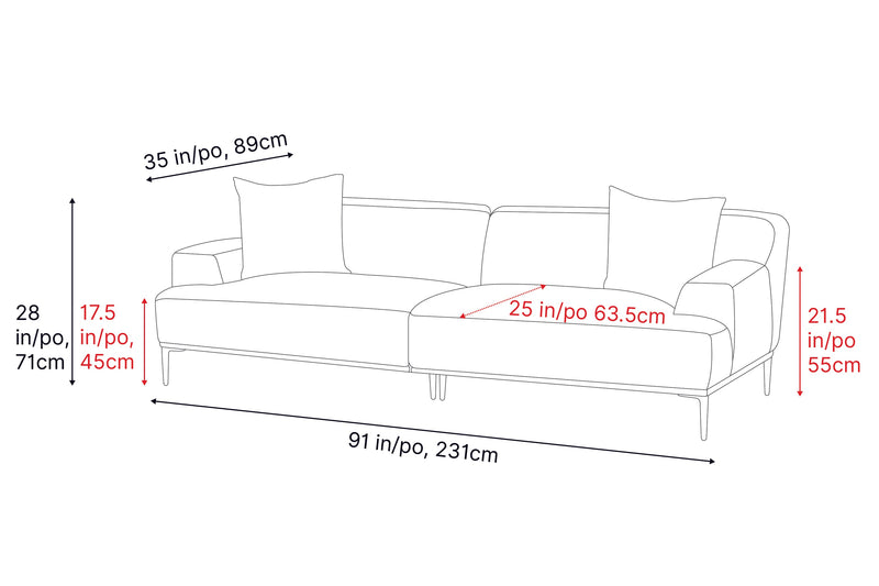 Valencia Kotor Modern Fabric Sofa, White