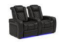 Valencia 2025 New Tuscany Leather Home Theater Seating Row of 2, Midnight Black