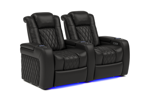 Valencia 2025 New Tuscany Leather Home Theater Seating Row of 2, Midnight Black