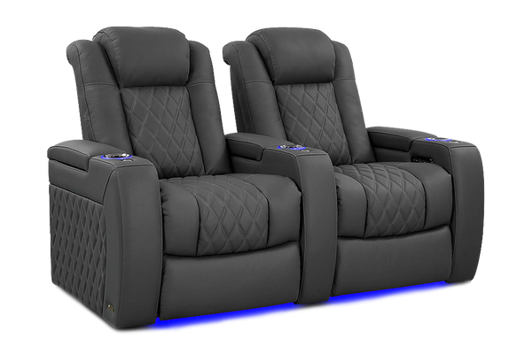 Valencia 2025 New Tuscany Luxury Leather Home Theater Seating Row of 2, Graphite
