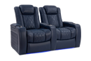 Valencia Tuscany Leather Home Theater Seating Row of 2, Navy Blue