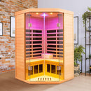 Premium 2-Person Corner Space Infrared Wooden Sauna Room With Bluetooth Speakers, 1600W (SAK81524)