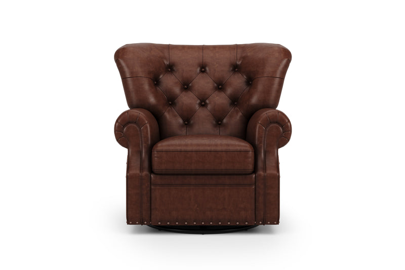 Valencia Liam Tufted Full-Anline Leather Recliner with Nailheads, Single Seat, Lipari Choco