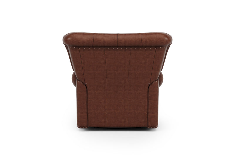 Valencia Liam Tufted Full-Anline Leather Recliner with Nailheads, Single Seat, Lipari Choco