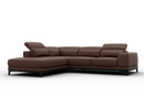 Valencia Valletta Top Grain Leather Sofa, L-Shape with Left Chaise, Dark Brown