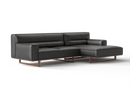 Valencia Varna Leather Three Seats with Right Chaise Sectional Sofa, Black
