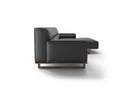 Valencia Varna Leather Three Seats with Right Chaise Sectional Sofa, Black