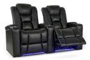 Valencia Venice Leather Home Theater Seating Row of 2, Black