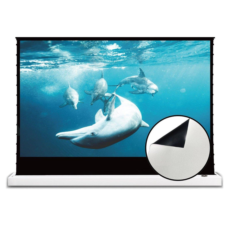 VIVIDSTORM S White Cinema Motorized Tension Floor Rising Projector screen– Classic Version