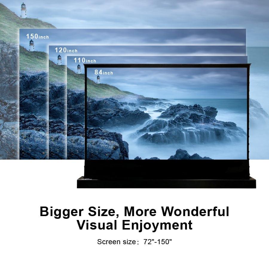 VIVIDSTORM S White Cinema Motorized Tension Floor Rising Projector screen– Classic Version