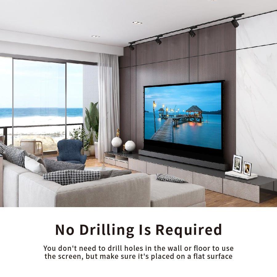 VIVIDSTORM S White Cinema Motorized Tension Floor Rising Projector screen– Classic Version