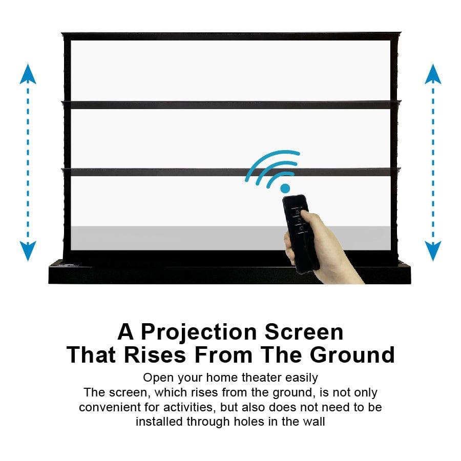 VIVIDSTORM S White Cinema Motorized Tension Floor Rising Projector screen– Classic Version