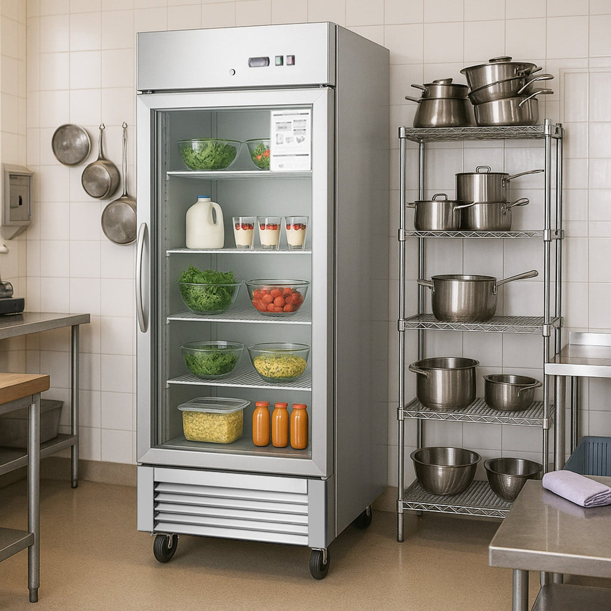 27"W Merchandiser Refrigerator Commercial Display Glass Door Refrigerator