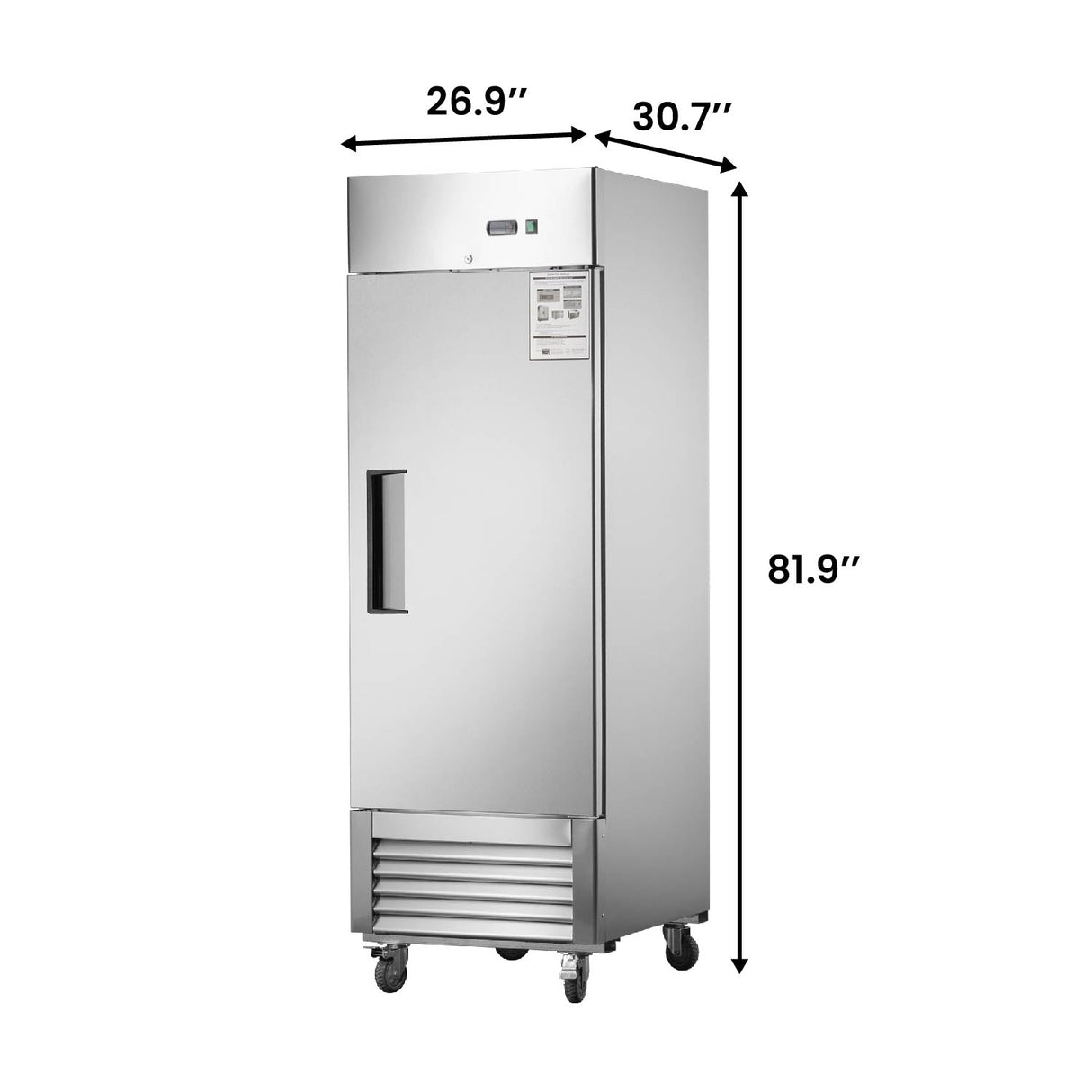 27"W Commercial Freezer 19 cu. ft. Single Solid Door Reach-In Freezer