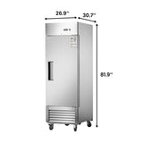 27"W Commercial Freezer 19 cu. ft. Single Solid Door Reach-In Freezer