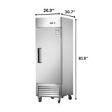 27"W Single Solid Door Reach-In Refrigerator 19 cu. ft. Commercial Refrigerator