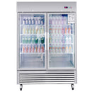 54"W Commercial Refrigerator 42 cu. ft. 2 Glass Door Reach In Refrigerator