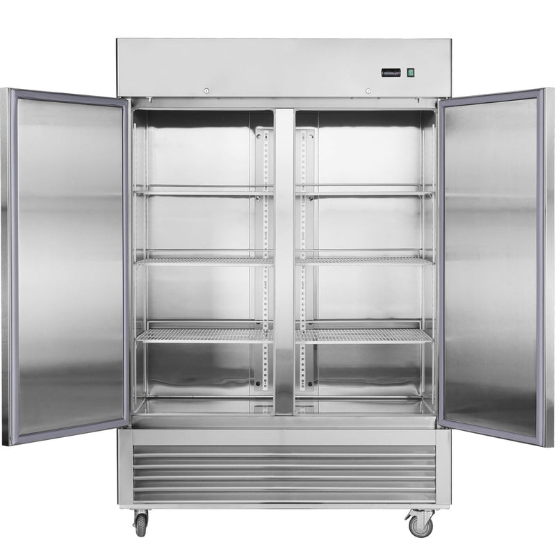 54"W Commercial Refrigerator 42 cu. ft. 2 Solid Door Reach-In Refrigerator