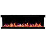 2025 New 2025 Warmcastle 60-Inch 3-Sided Smart Electric Fireplace with Crackling Sounds, App Control, Driftwood Logs, Reflective Fire Glass Amber (Model: ZEF60TA)