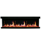 2025 New 2025 Warmcastle 60-Inch 3-Sided Smart Electric Fireplace with Crackling Sounds, App Control, Driftwood Logs, Reflective Fire Glass Amber (Model: ZEF60TA)