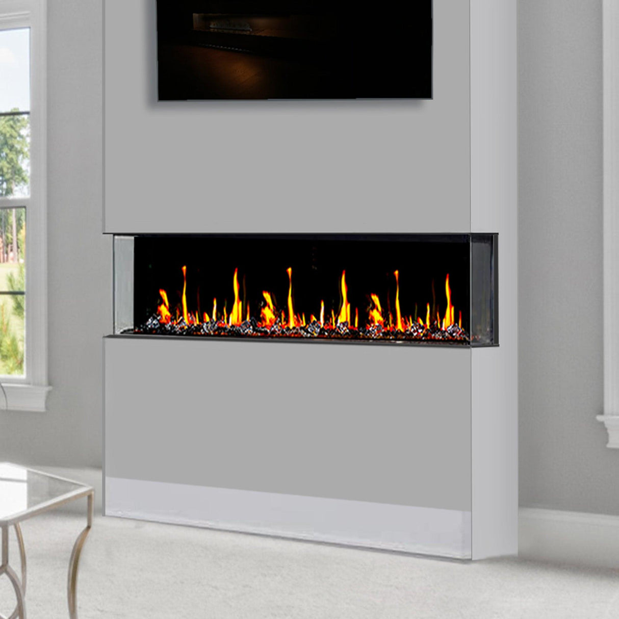 2025 New Litedeer Homes Warmcastle 72-Inch 3-Sided Smart Electric Fireplace (Model: ZEF72T) – WiFi-Enabled with Smart App Control