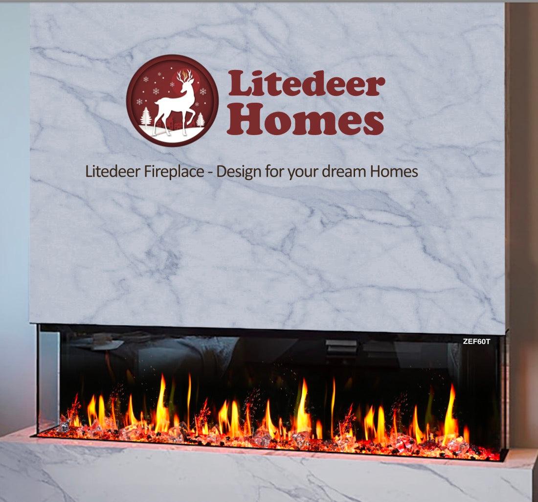 2025 New Litedeer Homes Warmcastle 72-Inch 3-Sided Smart Electric Fireplace (Model: ZEF72T) – WiFi-Enabled with Smart App Control