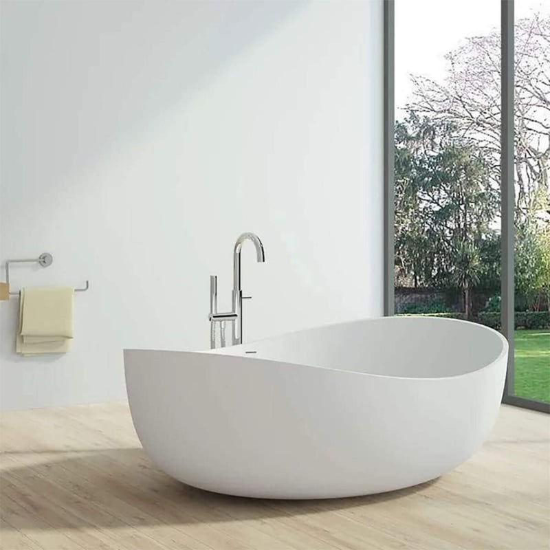 WBT Premium Freestanding Extra Large Oval Stone Besin Soaking Bathtub, 71" (SAK80751)