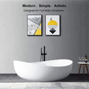 WBT Premium Freestanding Extra Large Oval Stone Besin Soaking Bathtub, 71" (SAK80751)