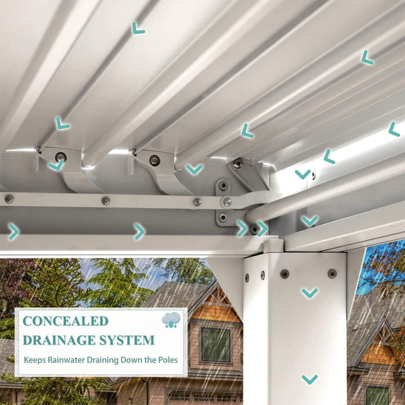 [12x20FT] Outdoor Hardtop Louvered Pergola With Adjustable Aluminum Rainproof Roof (SAK18625)